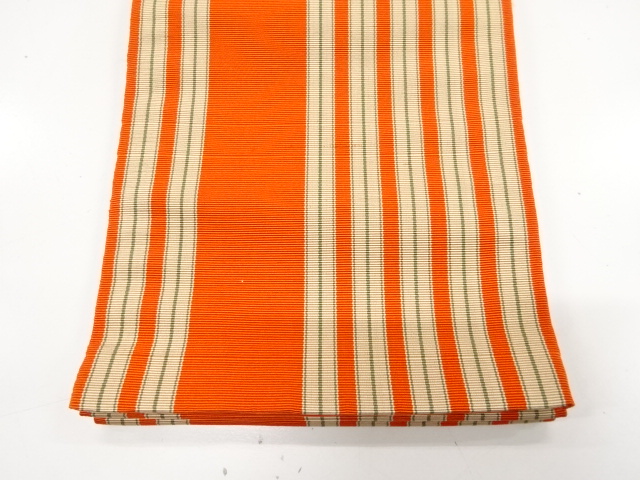  本場筑前博多　縞模様織り出し　半幅帯